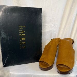 Lauren Ralph Lauren Mustard Peep Toe Heels